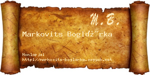 Markovits Boglárka névjegykártya